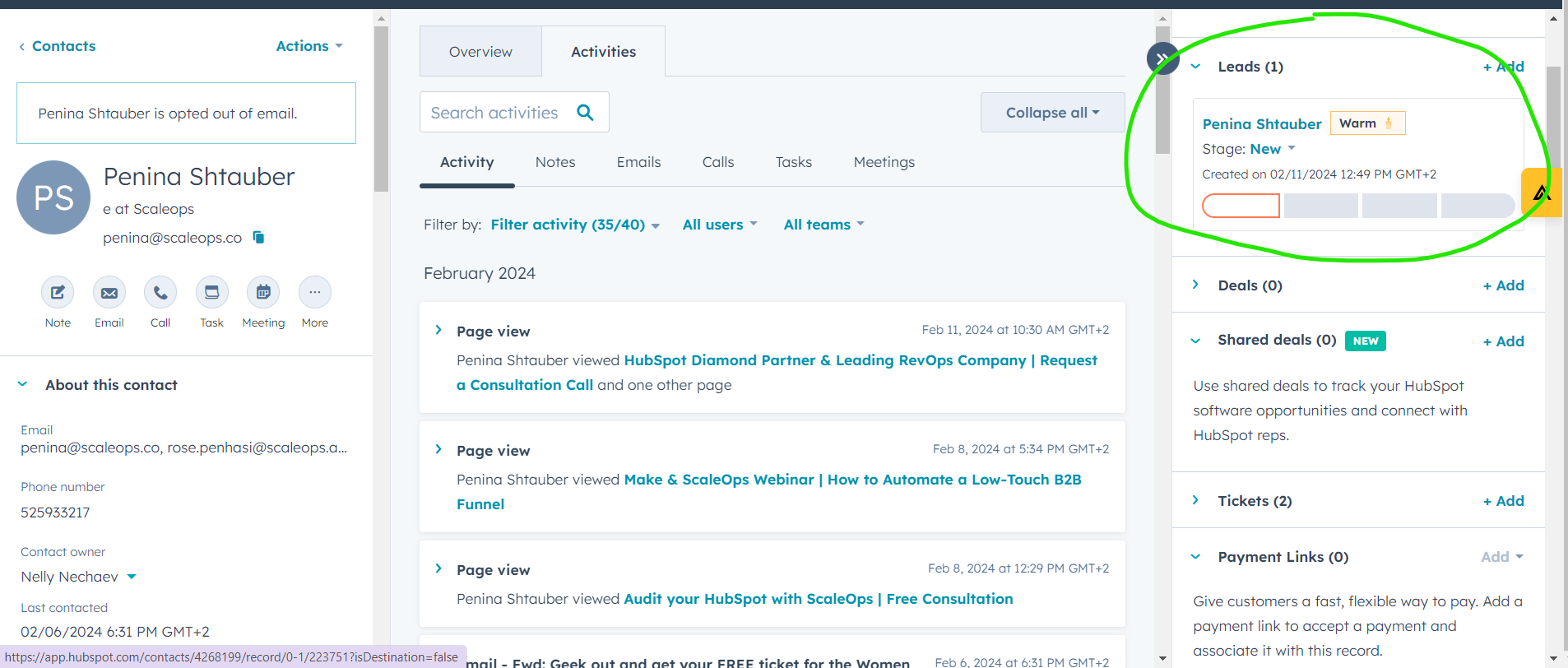 Creating Leads and Following the Stages